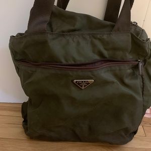 Prada olive tote bag